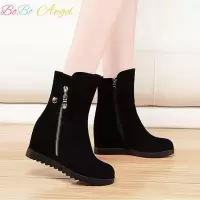 BOBO Angel温州新款保暖秋冬款高跟鞋女靴子短靴马丁中筒靴平底坡跟雪地靴