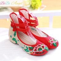 BOBO Angel老北京布鞋女绣花鞋民族风牛筋底坡跟汉服搭配鞋子妈妈广场舞蹈鞋