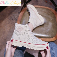 BOBO Angel马丁靴百搭高帮帆布鞋女2019秋季新款韩版休闲运动鞋复古ins板鞋