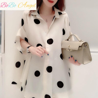 BOBO Angel欧洲站夏装女2019新款欧货时尚韩版宽松波点百搭衬衣短袖薄款衬衫