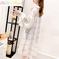 BOBO Angel中长款宽松格子衬衫女2019网红洋气长袖防晒衣ins超火显瘦外套潮