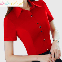 BOBO Angel白衬衫女短袖职业装修身2019夏装韩版正装显瘦百搭红衬衣OL工作服