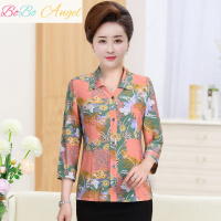 BOBO Angel中老年衬衫女长袖上衣大妈妈妈装夏开衫春秋女打底衫中年妇女衬衣