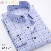 BOBO Angel春秋薄款长袖衬衫男士衬衣中老年商务休闲爸爸装印花青年大码上衣