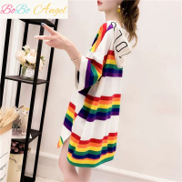 BOBO Angel2019韩版小清新连帽短袖卫衣女宽松慵懒风学生百搭上衣中长款T恤