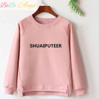 BOBO Angel春秋印花宽松卫衣女中小学生韩版大码女装上衣加绒加厚秋冬打底衫