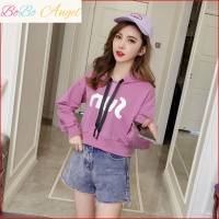 BOBO Angel加绒加厚卫衣女2019新款ins超火学生韩版高腰短款连帽宽松上衣