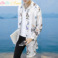 BOBO Angel夏季防晒衣男中长款学生韩版风衣男防晒服男士休闲青少年修身外套