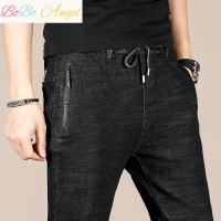 BOBO Angel夏季男士弹力牛仔裤韩版修身小脚裤休闲潮流铅笔松紧腰裤子男