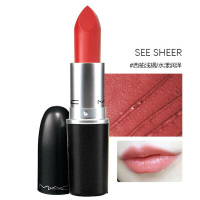 MAC魅可口红显色丰润唇膏 chili ruby woo 魅可经典哑光丝绒磨砂女士口红 See Sheer粉色西柚 3g