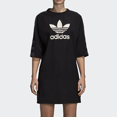 adidas阿迪达斯三叶草2019夏季女子新品休闲舒适透气运动短袖连衣裙DP8593 D