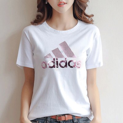 Adidas阿迪达斯时尚女装运动休闲舒适圆领透气圆领T恤DV3033 D