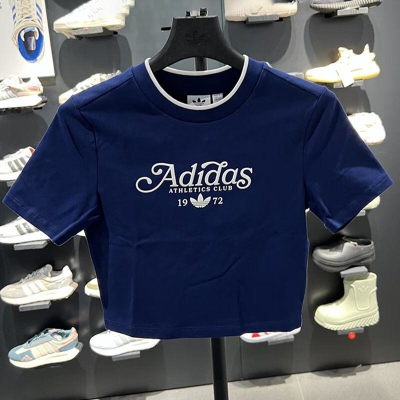 adidas/阿迪达斯女装新款字母印花拼色短袖插肩运动T恤 IX3544 C