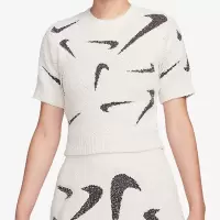 NIKE耐克运动休闲舒适针织短袖圆领女装套头衫FD4287-104 D