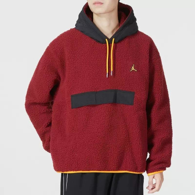 NIKE耐克连帽卫衣JORDAN保暖仿羊羔绒男装套头衫DV1587-680 D