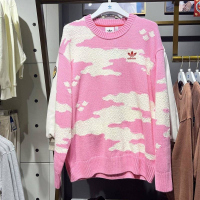 adidas/阿迪达斯三叶草毛衣运动休闲针织圆领男女套头衫JE9188 D