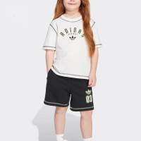 阿迪达斯童装 运动休闲短袖T恤套装 JX5259 D