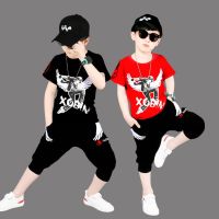 童装男童套装夏季2019新款男孩子短袖上衣儿童中大童帅气两件套装