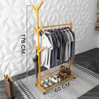午憩宝 衣帽架落地卧室挂衣架简易衣服架子家用经济型挂钩竹置物架