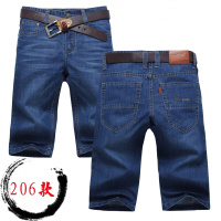 夏季薄款牛仔裤男直筒大码5分裤子男士牛仔短裤男五分裤马裤中裤