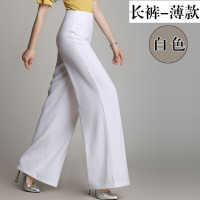 夏装裤子高腰阔腿裤女长裤宽松甩裤宽腿裤大码休闲阔脚裤白色SMR681薄款
