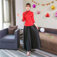 复古婚礼姐妹伴娘团礼服古筝演出毕业班大合唱表演服夏款