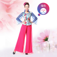 云裳杨艺广场舞服装套装红春夏网纱裙裤水袖比赛跳舞演出服