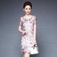 夏装女装婚礼妈妈装高贵喜婆婆婚宴装礼服旗袍连衣裙40岁3676粉色七分袖