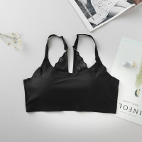 无钢圈冰丝无痕美背一片式蜂巢透气运动内衣两穿后背扣性感文胸夏黑色+黑色均码(80-125斤)