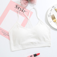 抹胸防走光细肩带裹胸式内衣无钢圈学生高中少女美背防震聚拢文胸1368白色均码