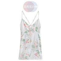 无袖睡裙女夏天交叉带睡衣裙美背性感可外穿款冰丝感长款茉莉花之吻(现货)