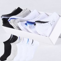 袜子男士短袜四季船袜棉袜低帮短筒运动透气吸汗夏天夏季篮球袜5色5双装均码买一盒送一盒(请选择颜色图下单)