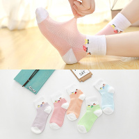 夏季薄款儿童袜子男童女童网眼短袜竹纤维宝宝袜小中大童袜字母竹纤维5双装2-4岁12-14左右