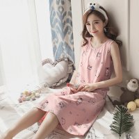 夏季背心睡裙子女棉质可外穿夏天可爱无袖宽松孕妇怀孕期睡衣长款