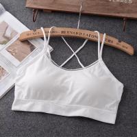 裹胸抹胸女无钢圈带小背心文胸内衣高中少女学生美背性感交叉带 白色 均码