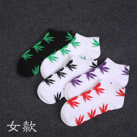 5双枫叶袜子女短袜欧美街头潮牌棉船袜男夏季ins韩版低帮骚超燃低筒:黑绿+白绿+白黑+白紫+白红男女同款