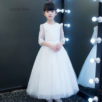儿童白色女童礼服2018新款小主持童钢琴演出公主蓬蓬走秀长裙