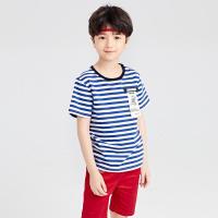 童装男女童夏装2018新款条纹纯棉短袖儿童洋气亲子装T恤