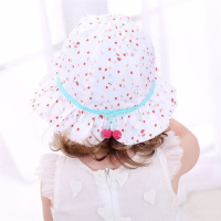 2018春夏儿童帽子女童秋纯棉宝宝渔夫帽莓造型婴幼儿盆帽遮阳帽手工樱桃盆帽S