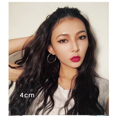 925银针大耳圈欧美极简复古耳环夸张耳饰女送女朋友七夕情人节礼物