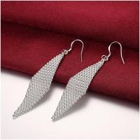 E061Women silver plated earring镀925纯银长款时尚大气耳环耳饰