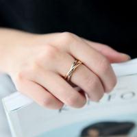 欧美时尚钛钢三环戒指女三色18K镀玫瑰金食指环彩金套戒子首饰品送女朋友七夕情人节礼物