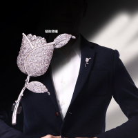 华丽锆石玫瑰花迷你小胸针胸花女精致微镶毛线开衫别针西装配饰男送女朋友老婆生日礼物