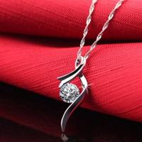 镀925银制品银链子银项链女性锁骨链钻闪耀银坠水晶钻 925镀银送女朋友七夕情人节礼物