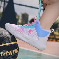 尘贺 儿童篮球鞋男女童网面透气2022新款夏季学生女孩中大童运动跑步鞋