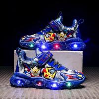 尘贺 奥特曼儿童灯鞋大小童鞋皮面运动鞋保暖鞋夜间发光鞋跑步鞋子