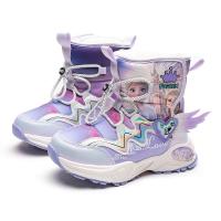 尘贺 爱莎公主童鞋儿童雪地靴女童冬季加绒厚高筒棉鞋防水防滑棉靴子