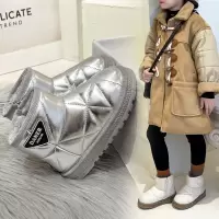 尘贺 儿童雪地靴女棉鞋2022冬季加绒棉靴保暖男童短靴