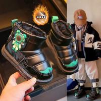 尘贺 儿童雪地靴女童冬季加绒厚男童高筒棉鞋防水防滑棉靴子