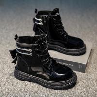 尘贺 新款时尚高帮马丁皮靴防水靴保暖鞋可爱学生鞋英伦百搭童鞋